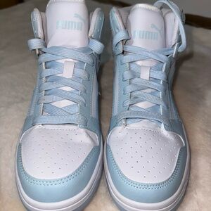 Puma Sky Blue and White High-Top Sneakers